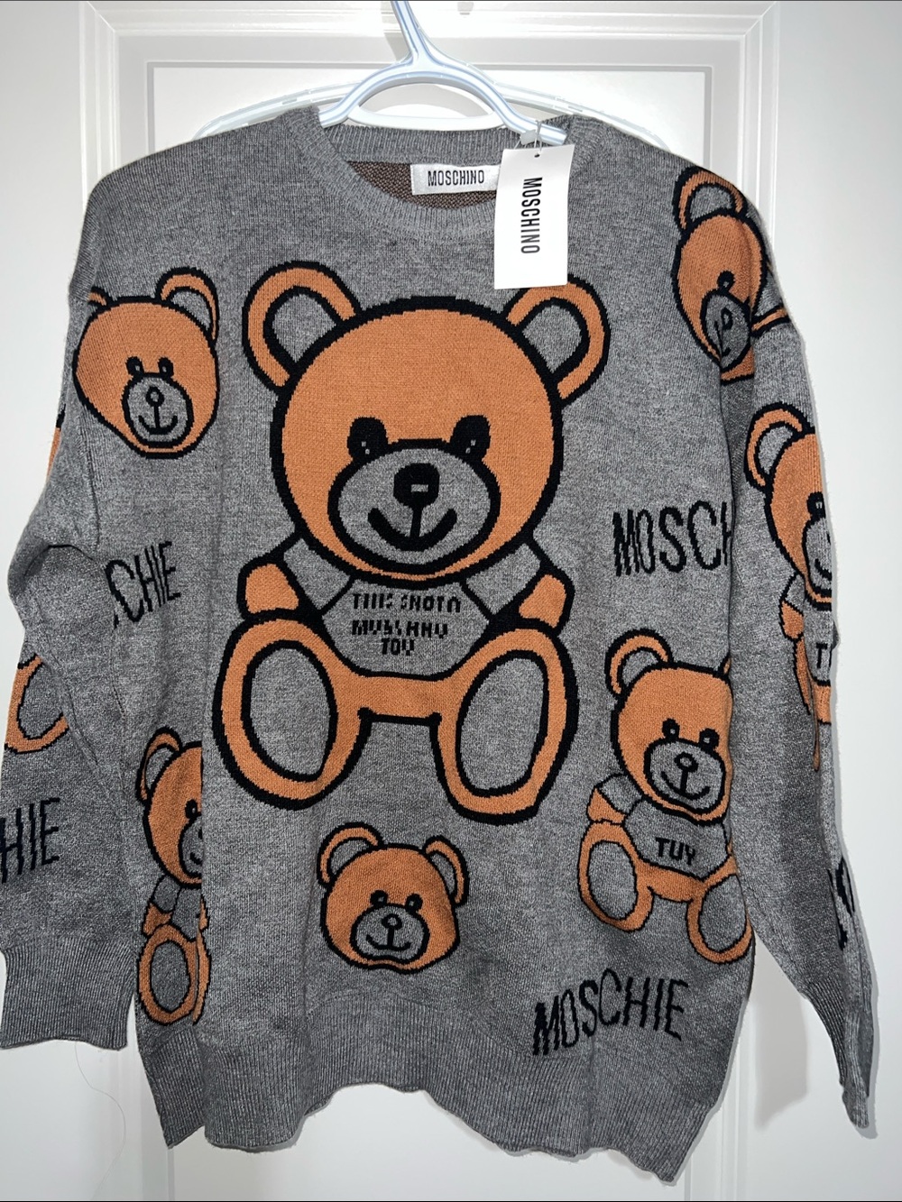 This is not a toy Gray & Tan Teddy Knit Sweater